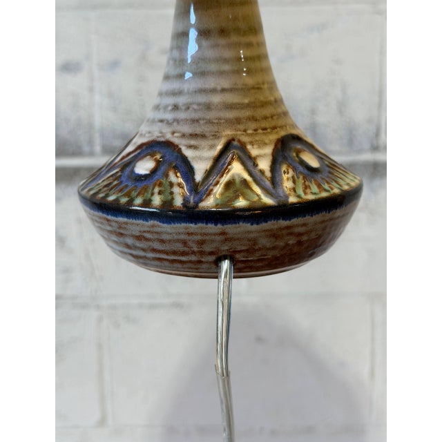 Ceramic Søholm Ceramic Table Lamp With Pleated Paper Shade Danish Vintage Mid-Century Modern 1970s For Sale - Image 7 of 9