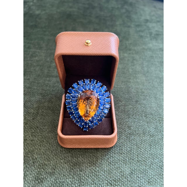 Bochic “Orient” Vintage Kyanite and Citrine Ring Set In 18K White Gold & Silver For Sale In New York - Image 6 of 13