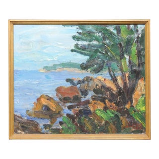 Mid 20th Century Scandinavian Coastal Landscape Oil Painting For Sale