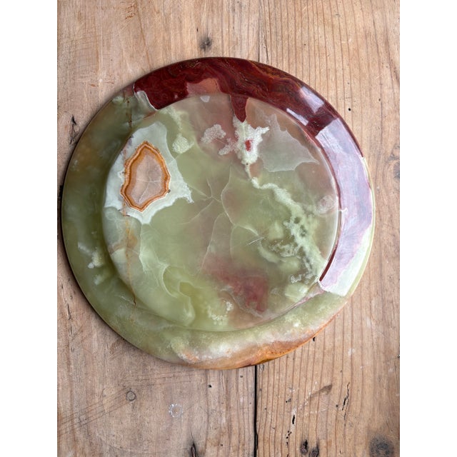 Vintage Green & Red Onyx Stone Decorative Bowl / Catchall Dish For Sale - Image 12 of 14