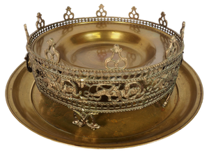 Large Islamic Bowl in Brass, 1940s