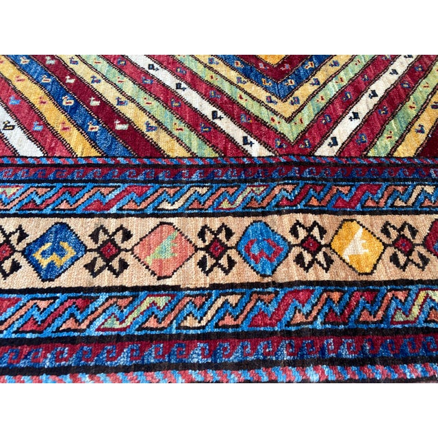 1980s Vintage Kazak Wool Rug, Sunburst Medallion For Sale - Image 5 of 11