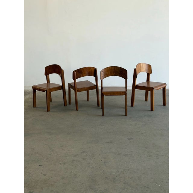 Mid-Century Modern 1970s German Plywood Dining Chairs- Set of Four For Sale - Image 3 of 18