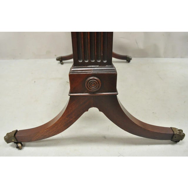 Vintage Mahogany 2 Tier Brown Tooled Leather Top Accent Side End Table For Sale - Image 10 of 13