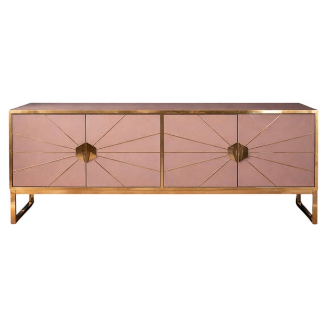 Geometric Pink Opaline Glass Sideboard with Brass Accents from Justfurnituress SRL For Sale - Image 18 of 18