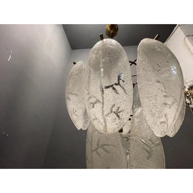White Frosted Murano Glass Leaf Chandelier, 1970s For Sale - Image 8 of 12