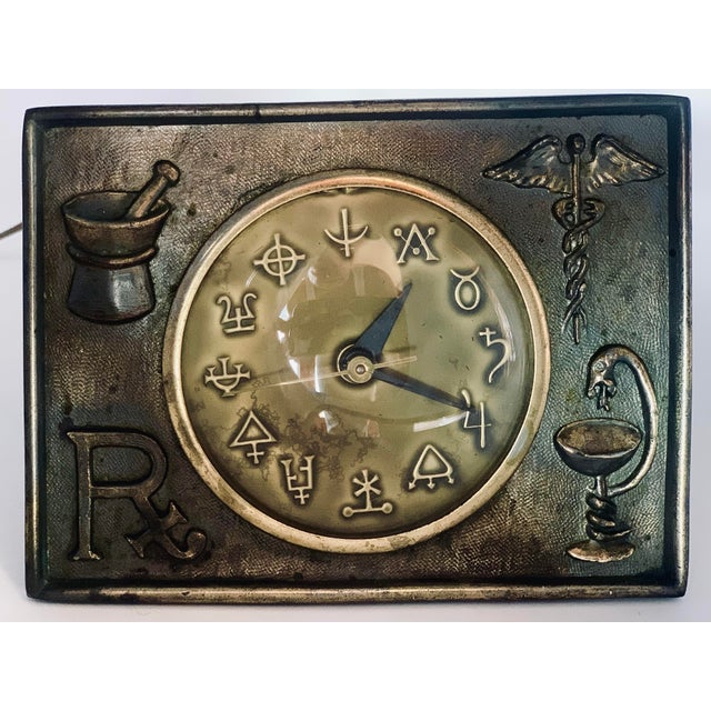 Mid-Century Art Deco Style Medical, Pharmaceutical, Apothecary Desk Clock For Sale - Image 11 of 12