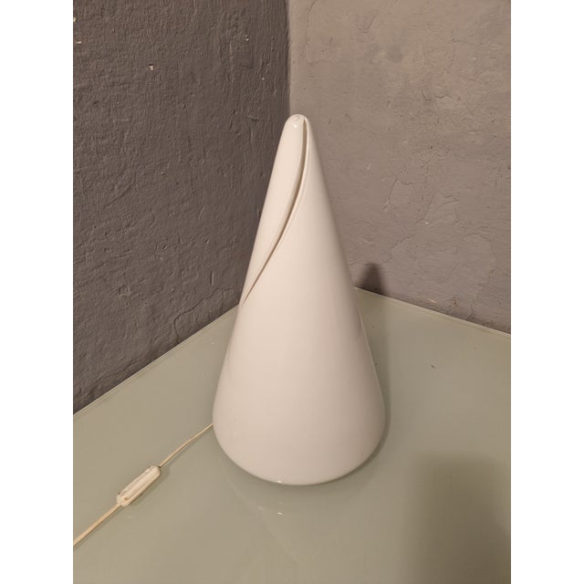 Murao Table Lamp in Thick Glass with Cuts Paying Homage to Lucio Fontana, 1970s, in Very Good conditions. Designed 1970 to...