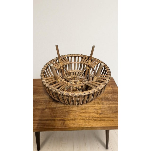 1950s Mid-Century Woven Rattan Stool by Franco Albini, Italy, 1950s For Sale - Image 5 of 10