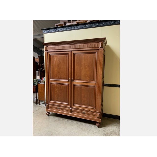 Antique Art Nouveau Wardrobe in Oak, 1900 For Sale - Image 9 of 11