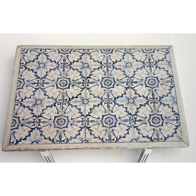 Blue Antique Faience Table, 1840s For Sale - Image 8 of 13