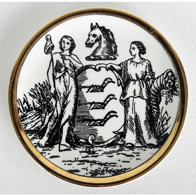 1950s Piero Fornasetti 1950s Emblems of the States Coaster Set of 7, Italy For Sale - Image 5 of 11
