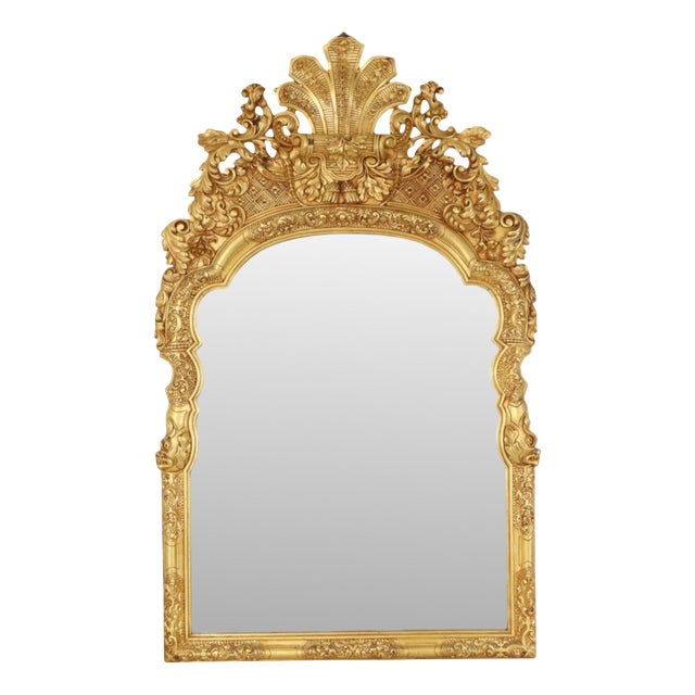 Large Rococo Style Mirror in Golden Wood For Sale