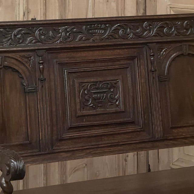 Coffee A 19th Century Dutch Carved Oak Renaissance Revival Hall Bench For Sale - Image 8 of 18