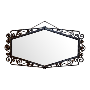 1930s French-Style Art Deco Wrought Iron Wall Mirror