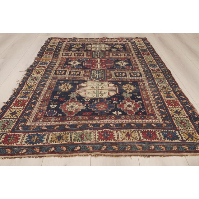 Late 19th Century Caucasian Kuba Rug, 04'00 X 06'05 For Sale - Image 9 of 10