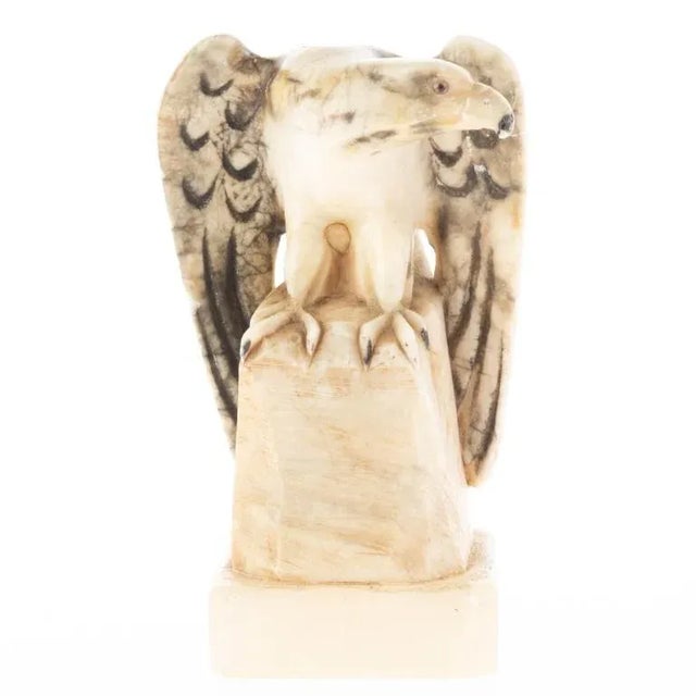Art Deco Hand Carved Alabaster Eagle Sculpture For Sale - Image 5 of 5