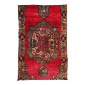 Vintage Red Turkish Kars Rug - 07'01 X 10'05