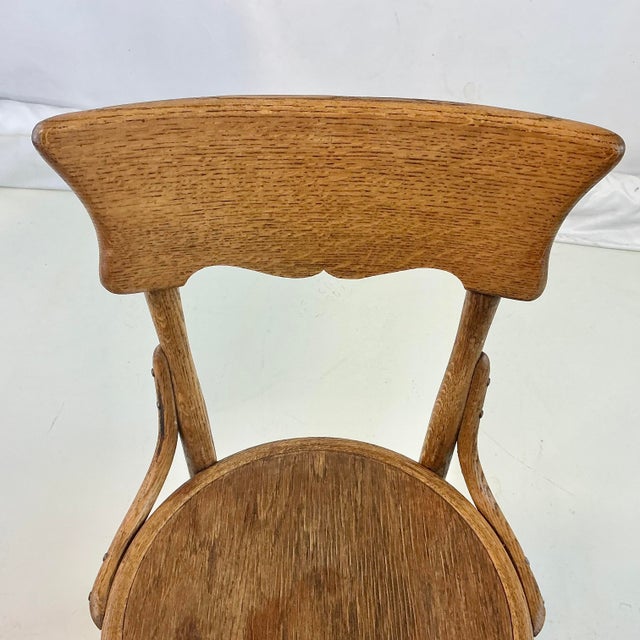 Early 20th Century Antique Boho Chic Americana Oak Cafe Bristol Dining Chair. For Sale - Image 9 of 11