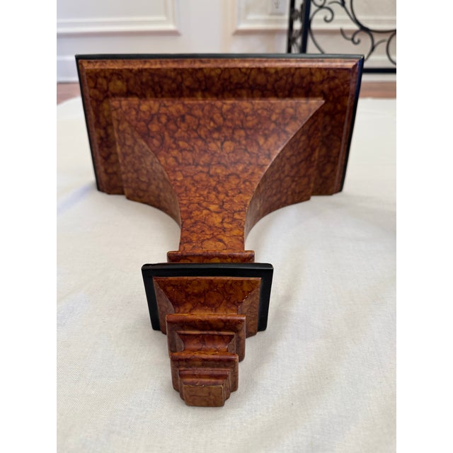 Late 20th Century Vintage Traditional Baroque Faux Tortoiseshell Corbel Wall Accent Shelves, a Pair For Sale - Image 5 of 9