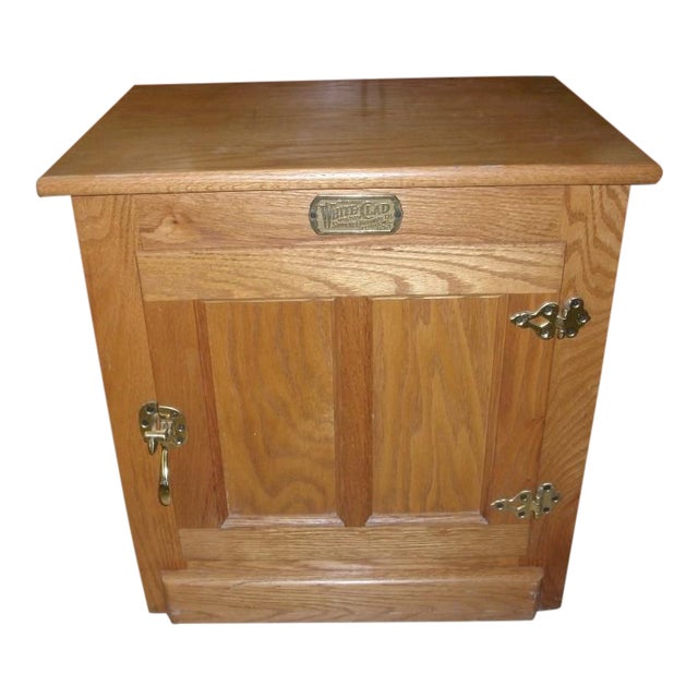 Vintage White Clad Simmons Hardware Co. Oak Ice Box End Table Chairish