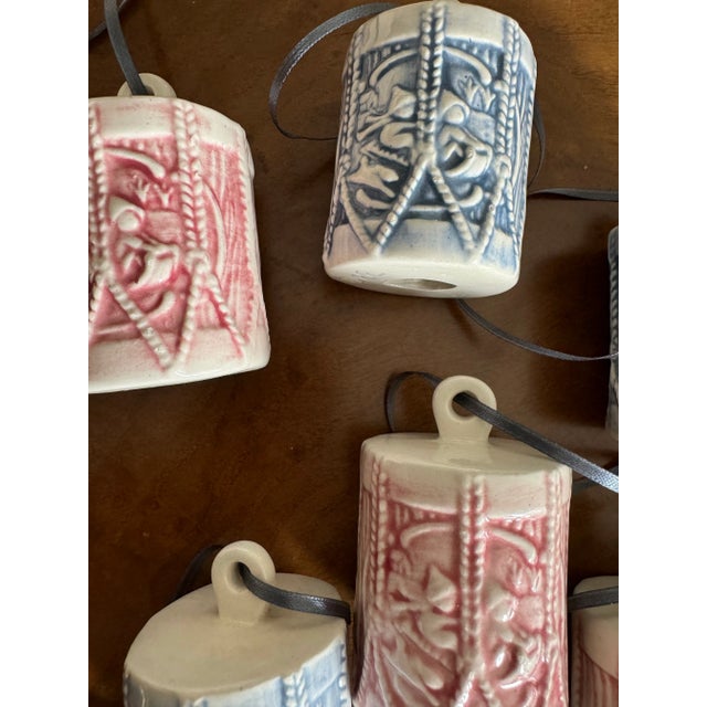 1970s Porcelain Handmade Christmas Tree Ornaments S/9 For Sale - Image 5 of 5