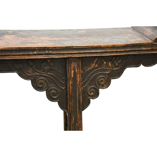 Antique Asian Wood Long Alter Console Table 85 Long For Sale In West Palm - Image 6 of 9