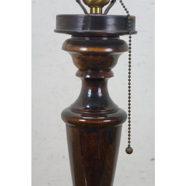 Early 20th Century Antique Turned Mahogany Candlestick Trophy Column Table Lamp 28" For Sale - Image 5 of 12
