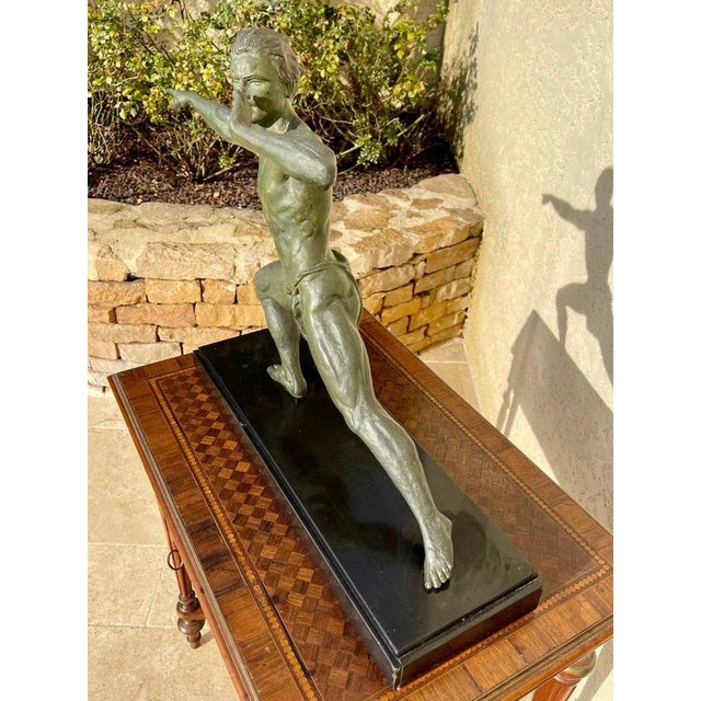 Stone Spelter and Marble Sculpture by Jean De Roncourt, 1930 For Sale - Image 7 of 11