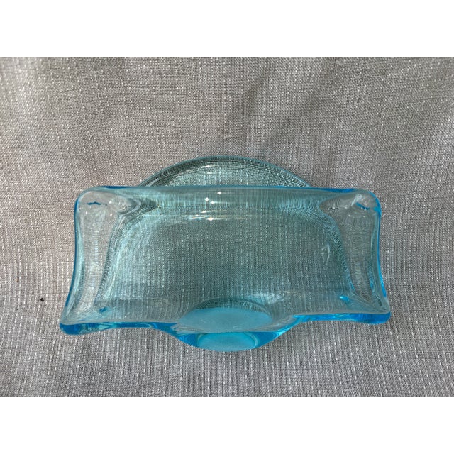 Vintage Folded Blue Art Glass Napkin Holder For Sale - Image 11 of 12