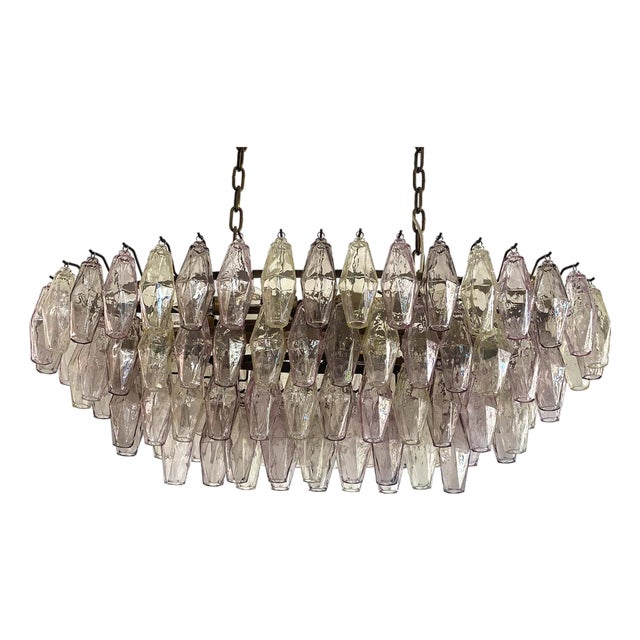 Oval Poliedri Murano Glass Chandelier by Simoeng For Sale