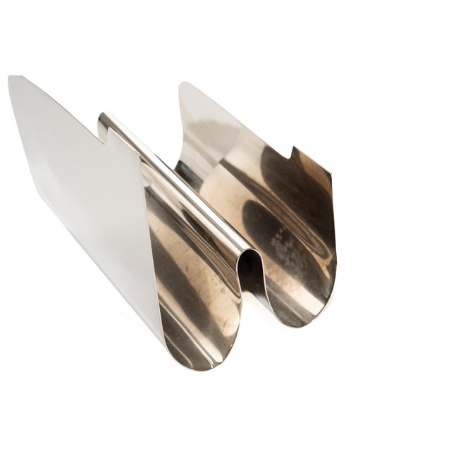 Pierre Cardin Vintage Nickel Silver Today and Soon Letter/ File Holder/ Desk Accessory, 1970's For Sale - Image 4 of 17