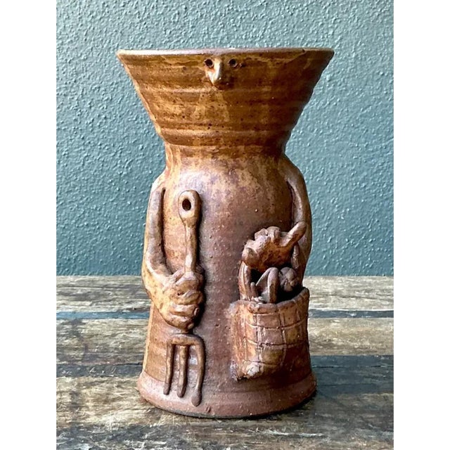 Late 20th Century Vintage Handcrafted Ceramic Farmer Vase For Sale - Image 5 of 12