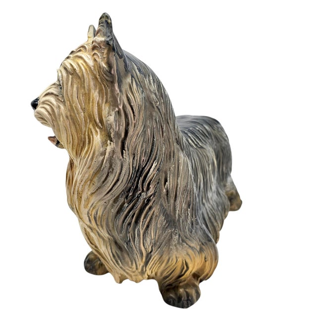 Figurative Vintage Mid-Century Italian Style Plaster Yorkie Figurine Enamel 16.5" For Sale - Image 3 of 13