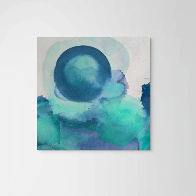 Modern Watercolor Original Art Print Blues Greens For Sale - Image 4 of 5