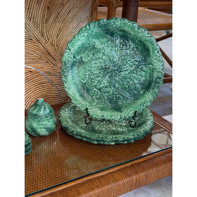 Italian Vietri Foglia Fresca Leaf Majolica Charger Plates — Set of 3 For Sale - Image 12 of 12