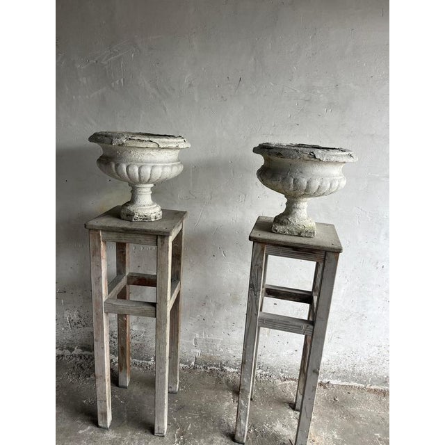 Antique Cast Stone Garden Urns, Set of 2 For Sale - Image 5 of 6