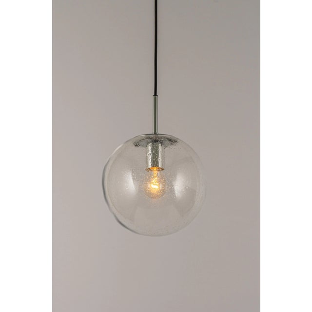 1970s Petite Limburg Chrome with Clear Glass Ball Pendant, Germany, 1970s For Sale - Image 5 of 12