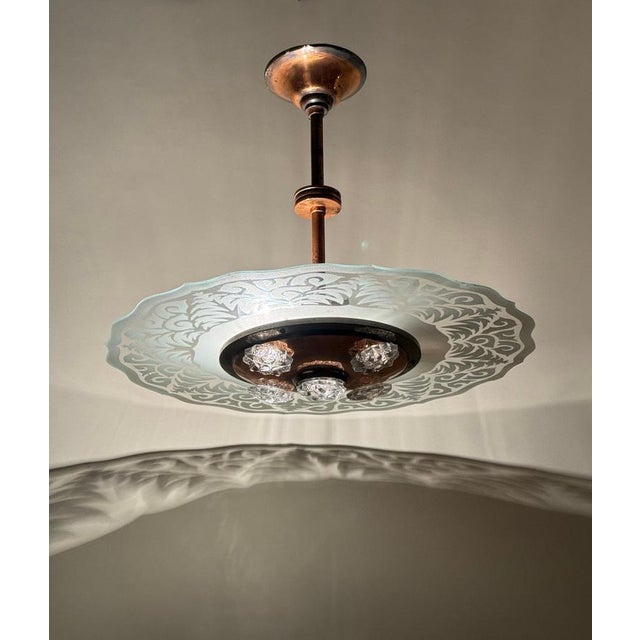 Art Deco Chandelier from Ezan, 1930s For Sale - Image 3 of 16
