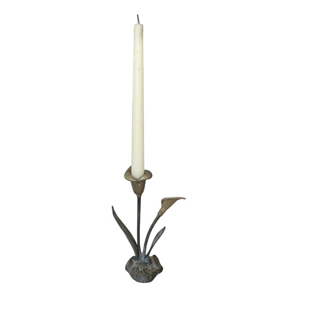 Vintage Brass Lily Flower Candle Holder For Sale - Image 12 of 18