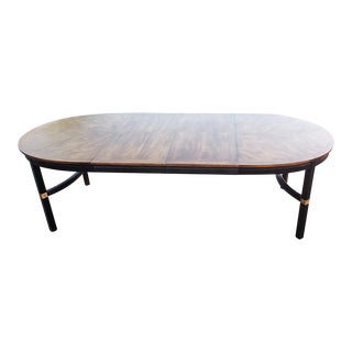 Henredon Vintage Late 20th Century Parcel Ebonized and Walnut Extention Dining Table For Sale