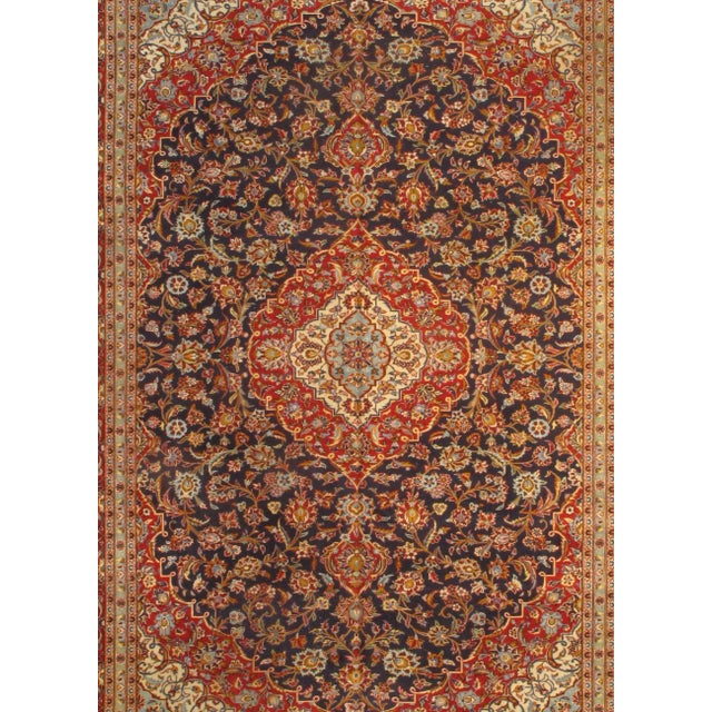 Beautiful and Finely Woven Vintage Persian Kashan Rug, Country Of Origin: Persia, Circa Date: Late 19th Century –...