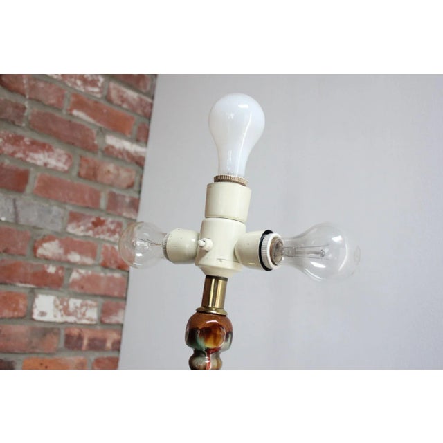 Italian Modernist Ceramic Floor Lamp With Brass Tripod Base For Sale - Image 9 of 13