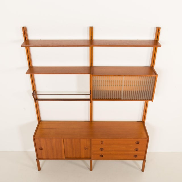 Brown Scandinavian Free Standing Wall Unit by Sven Andersen, Norway, 1960s For Sale - Image 8 of 18