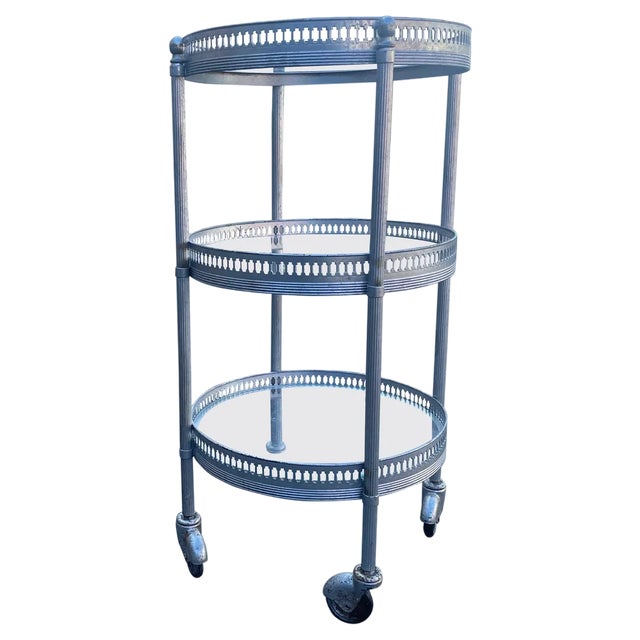 French Metal and Glass Bar Cart, 1944 For Sale