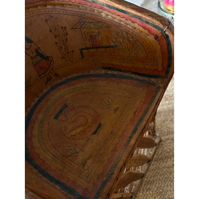Brown Vintage Equipale Folk Art Leather Chair From Mexico 1930’s-40’s For Sale - Image 8 of 11
