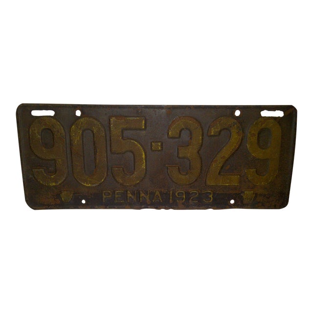 Vintage Automobile License Plate Pennsylvania 1923 Chairish