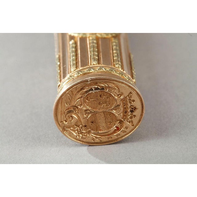 Metal 18th Century Gold Sewing Box with Wax Case For Sale - Image 7 of 16