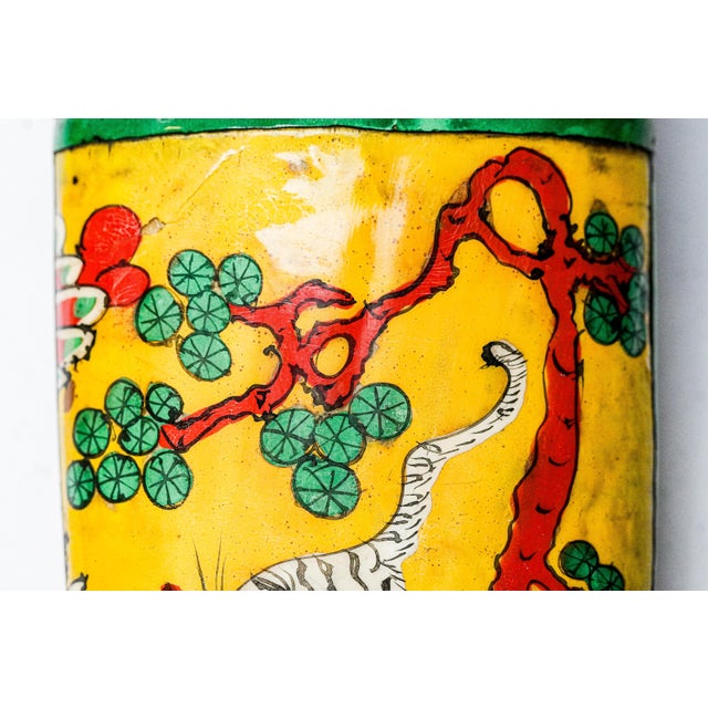 Colorful Hand Painted Antique Lacquer Asian Chinese Tiger Eyeglass Spectacle Case Chinoiserie Home Decor For Sale - Image 10 of 15