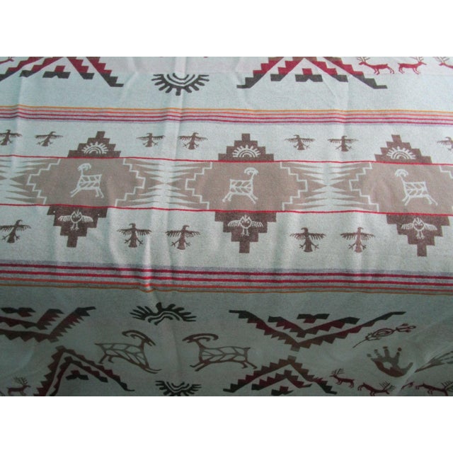 Brown Pendleton Southwest Rock Art Petroglyph Wool Bedspread King Earth Tone Small Holes For Sale - Image 8 of 14